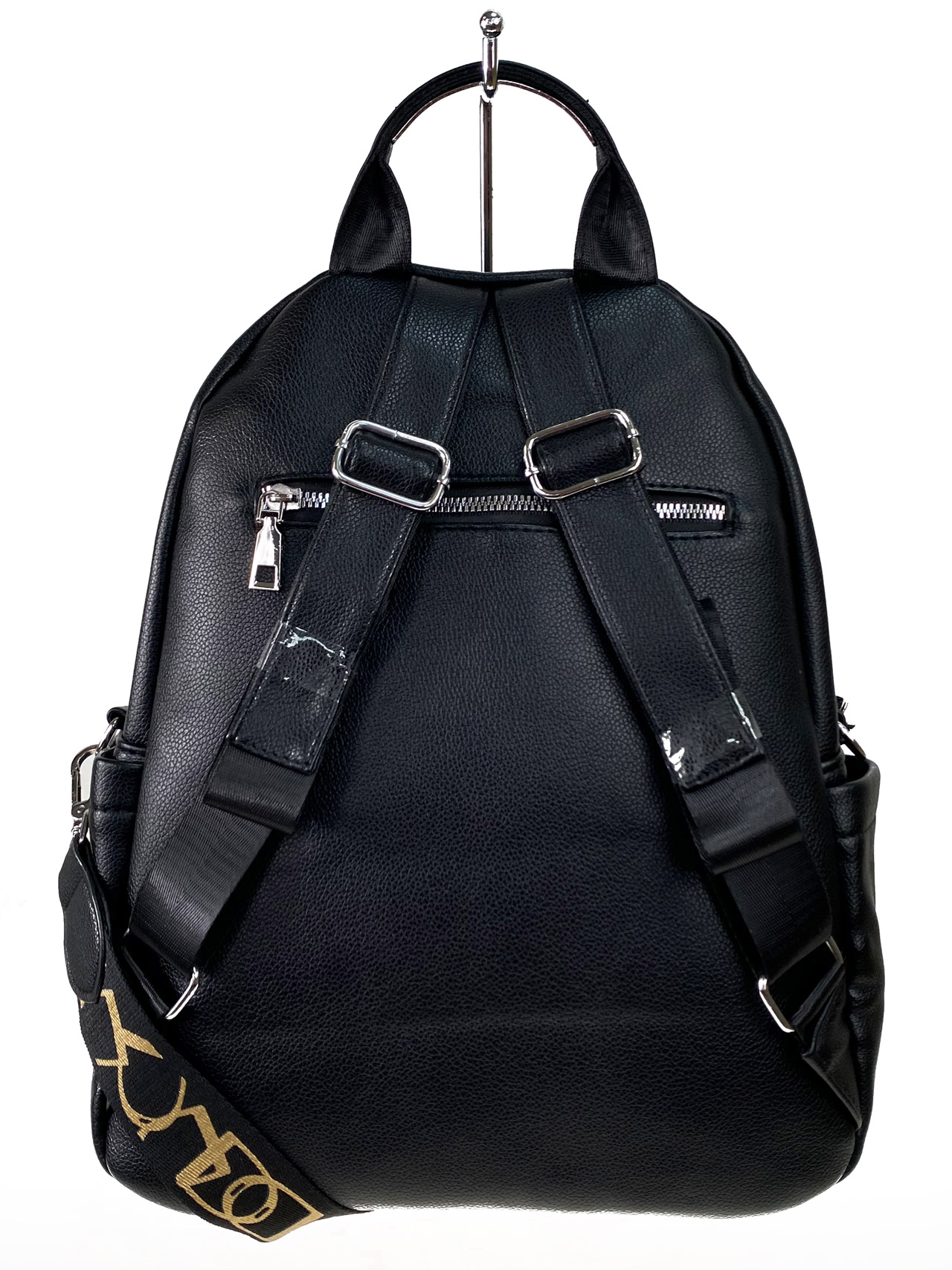 На фото 2 - Сумка-рюкзак из искусственной кожи, цвет  черный