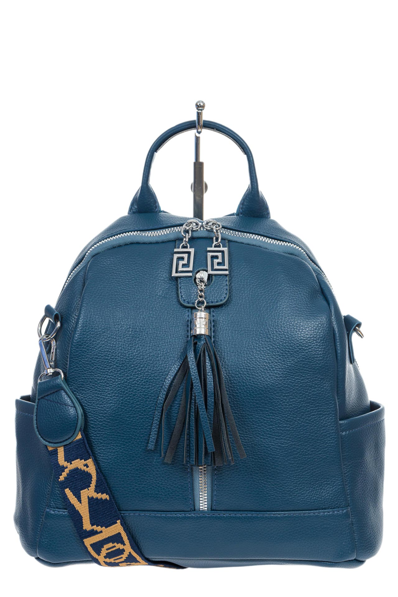 На фото 2 - Женская сумка-рюкзак из искусственной кожи, цвет синий