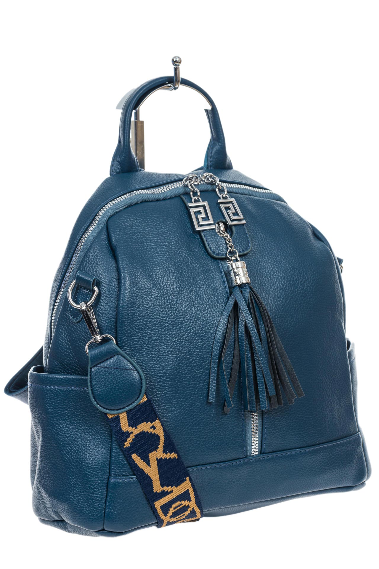 На фото 3 - Женская сумка-рюкзак из искусственной кожи, цвет синий