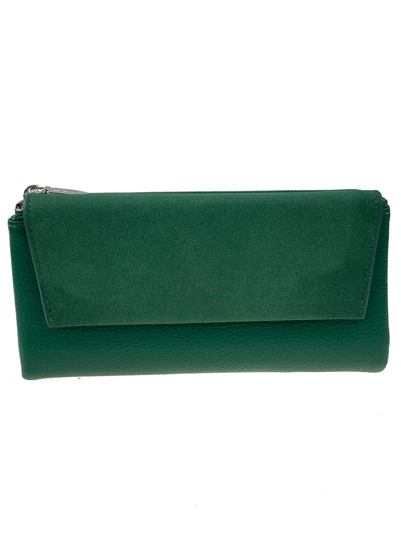 На фото 1 - Женское портмоне из искусственной кожи, цвет зеленый