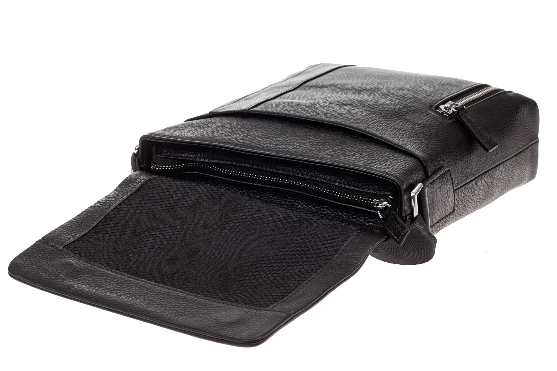 На фото 4 - Мужская сумка планшет из натуральной кожи, цвет черный