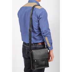 На фото 5 - Мужская сумка планшет из натуральной кожи, цвет черный