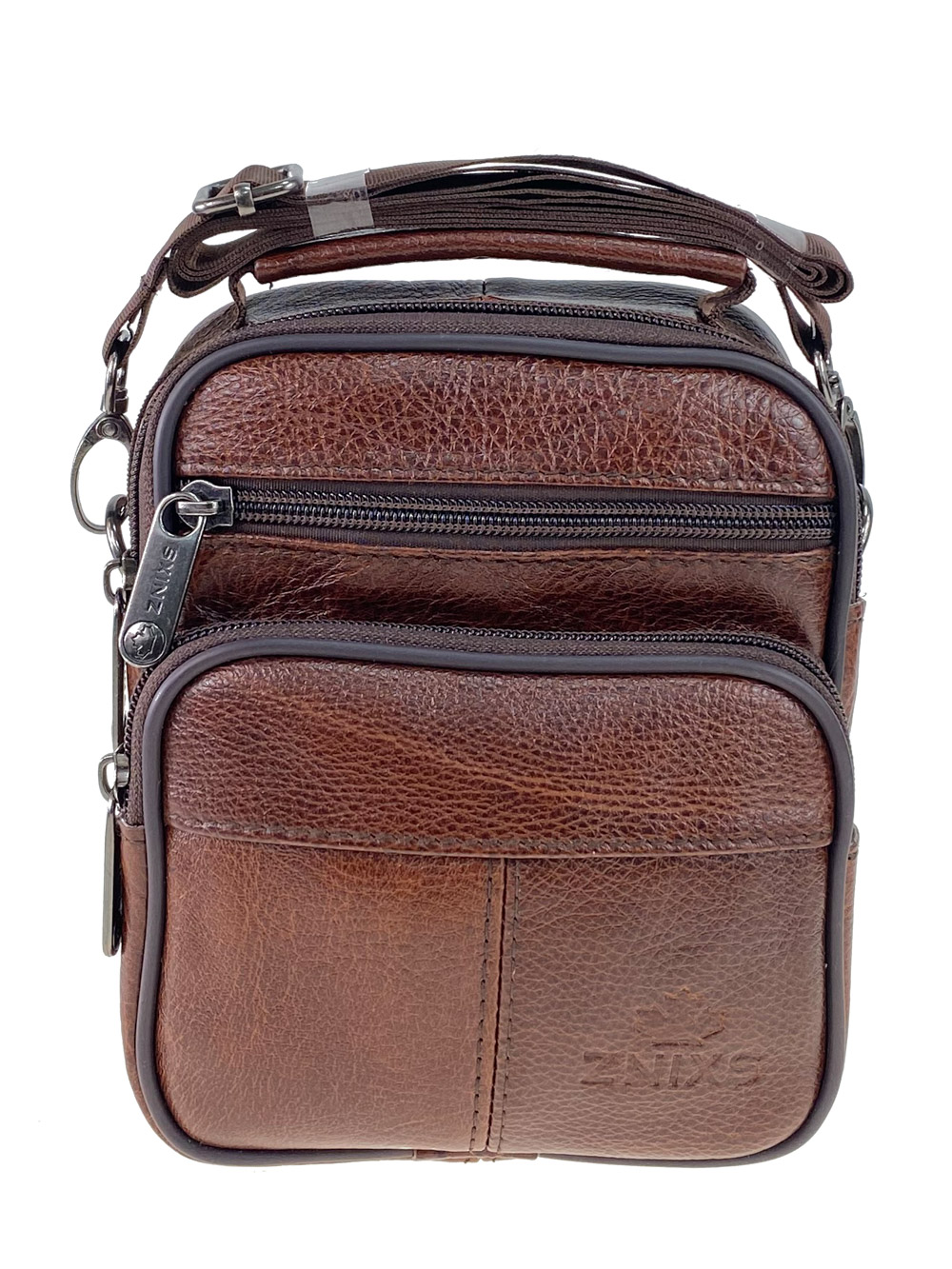 На фото 2 - Мужская поясная сумка из натуральной кожи, цвет коричневый