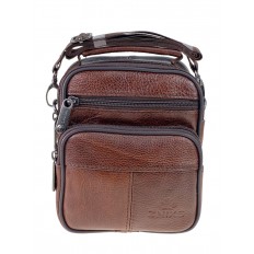 На фото 2 - Мужская поясная сумка из натуральной кожи, цвет коричневый