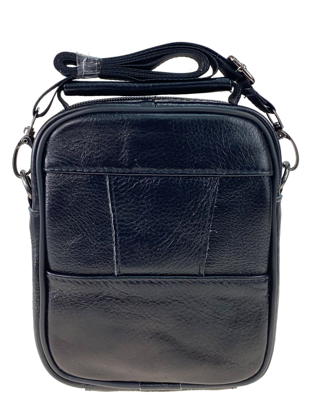 На фото 3 - Мужская сумка на пояс из фактурной натуральной кожи, чёрная