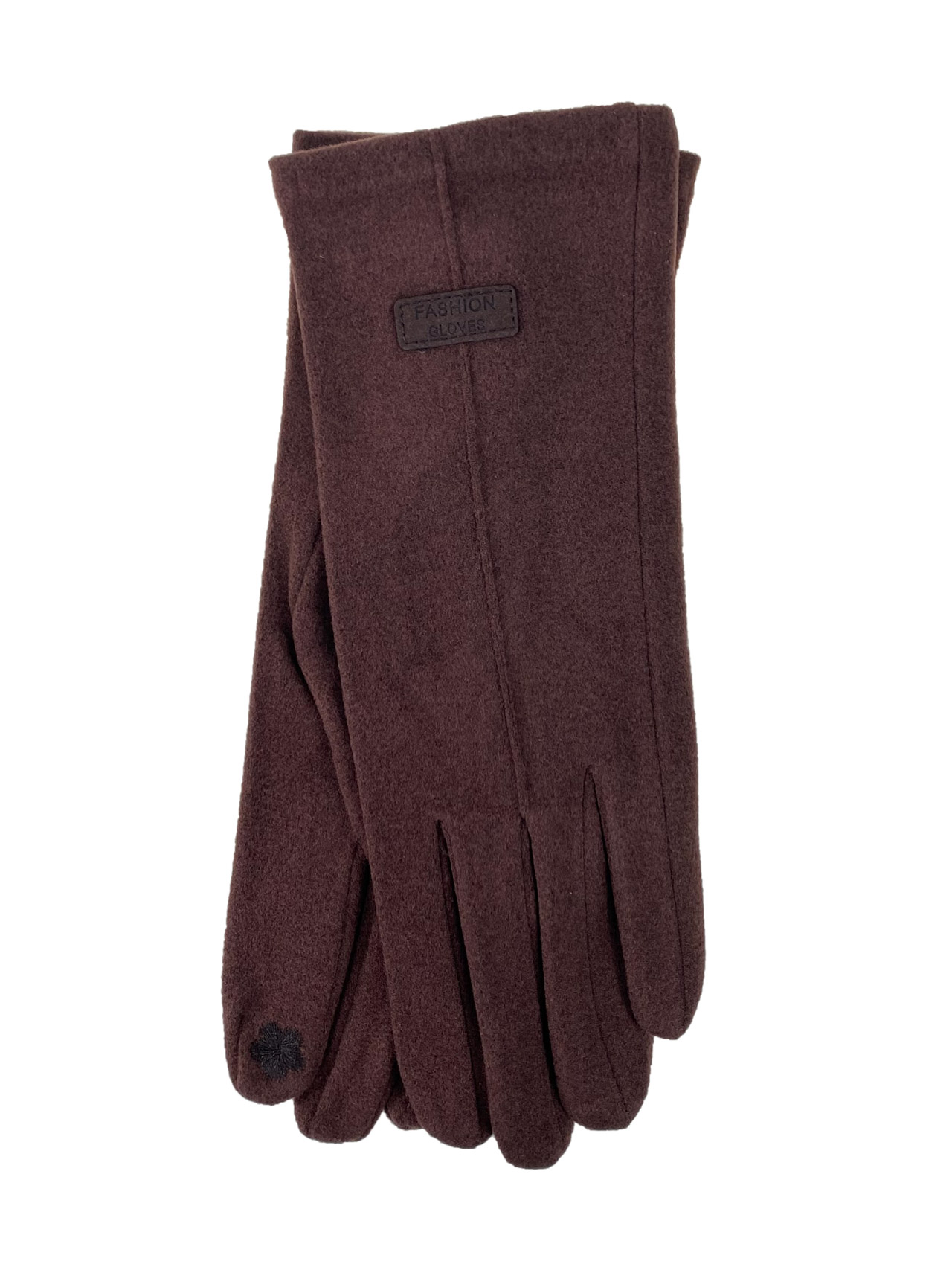 На фото 1 - Велюровые женские перчатки, цвет шоколад