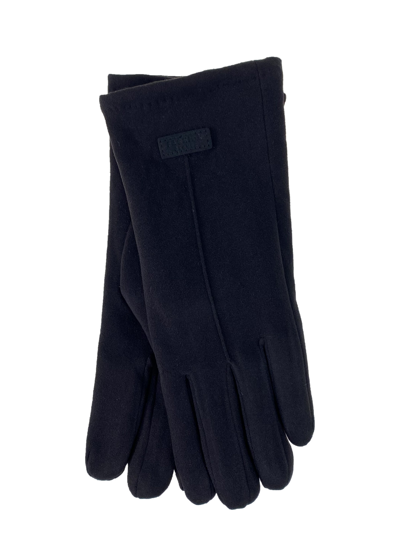 На фото 1 - Утепленные велюровые  женские перчатки , цвет черный