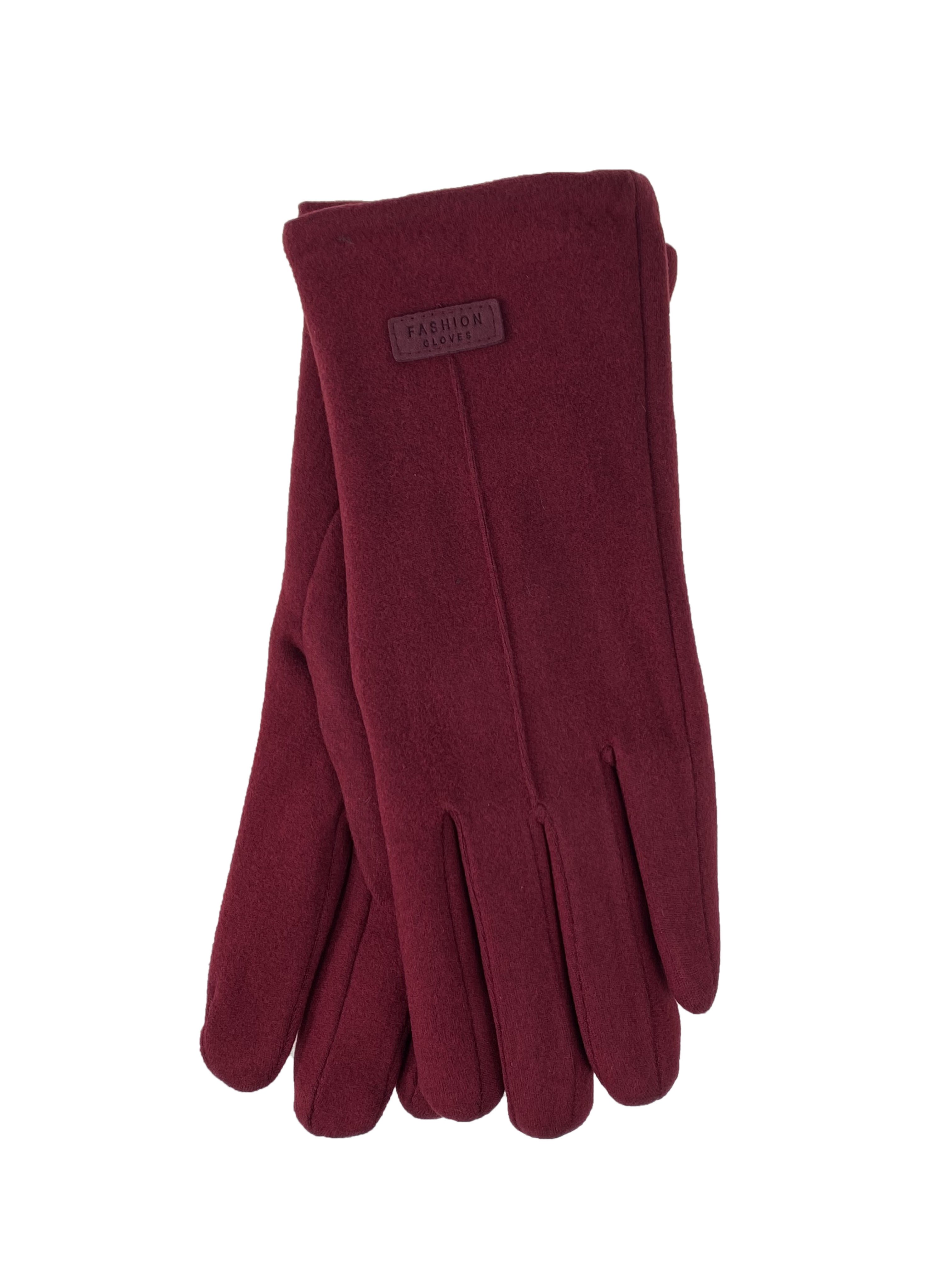 На фото 1 - Утепленные велюровые  женские перчатки , цвет бордовый
