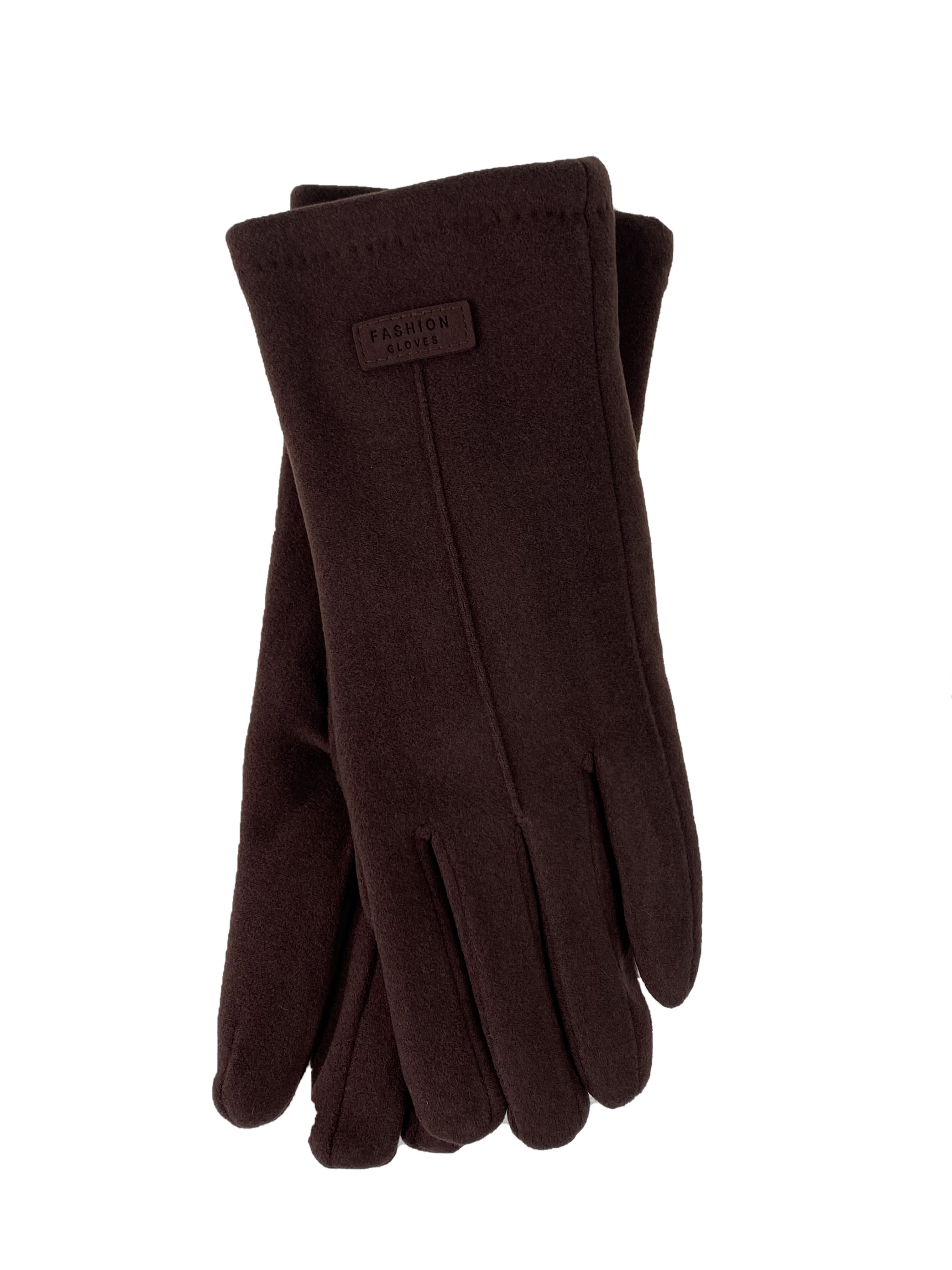 На фото 1 - Утепленные велюровые  женские перчатки , цвет шоколад