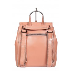 На фото 3 - Кожаный женский рюкзак-трансформер, цвет розовый