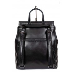На фото 3 - Кожаный женский рюкзак-трансформер, цвет чёрный