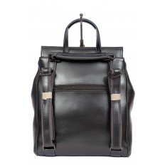 На фото 3 - Кожаный женский рюкзак-трансформер, цвет серый металлик