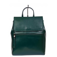 На фото 2 - Кожаный женский рюкзак-трансформер, цвет зелёный