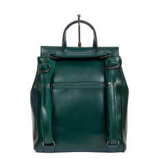 На фото 3 - Кожаный женский рюкзак-трансформер, цвет зелёный