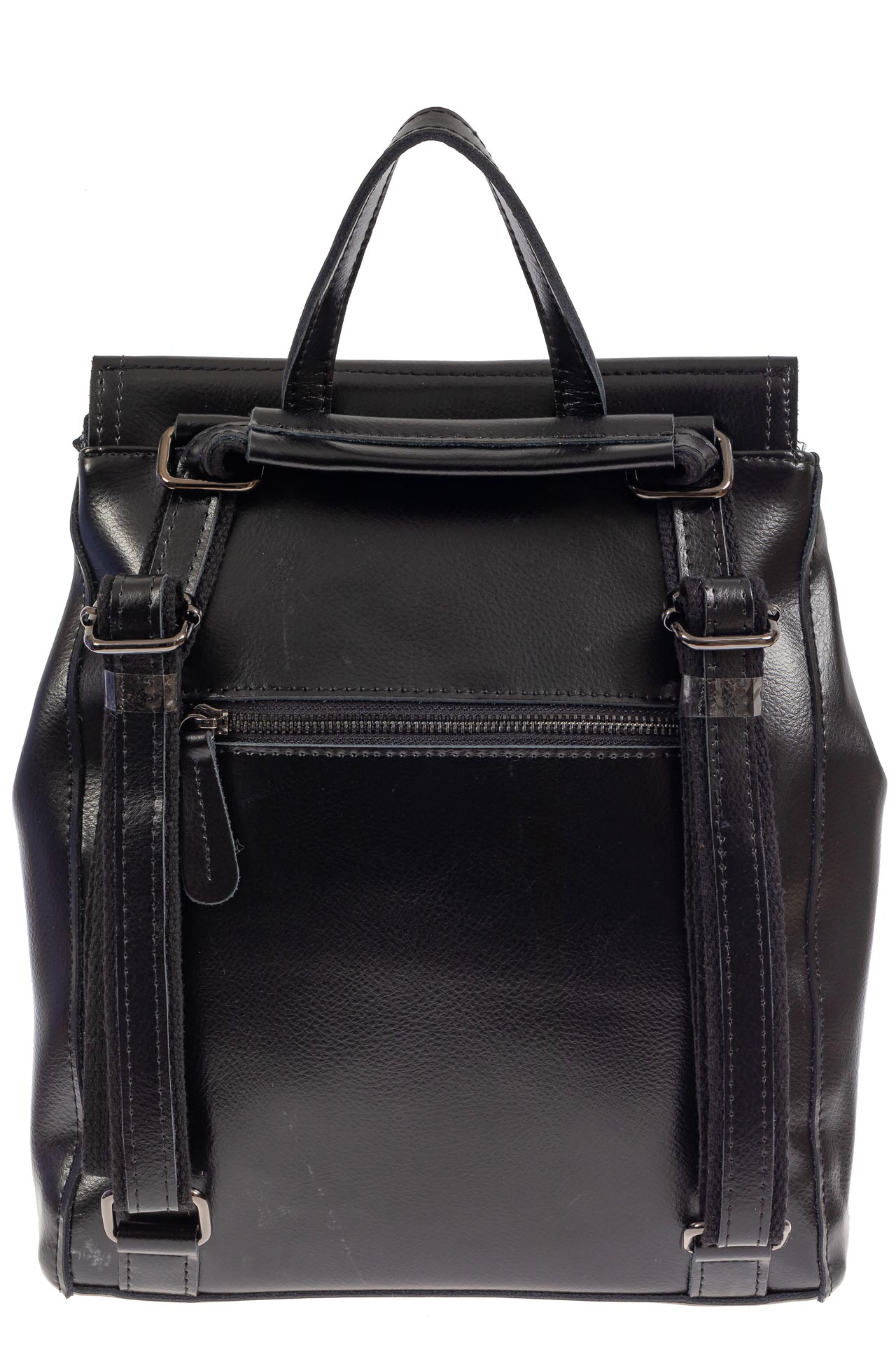 На фото 3 - Кожаный женский рюкзак, цвет чёрный графит