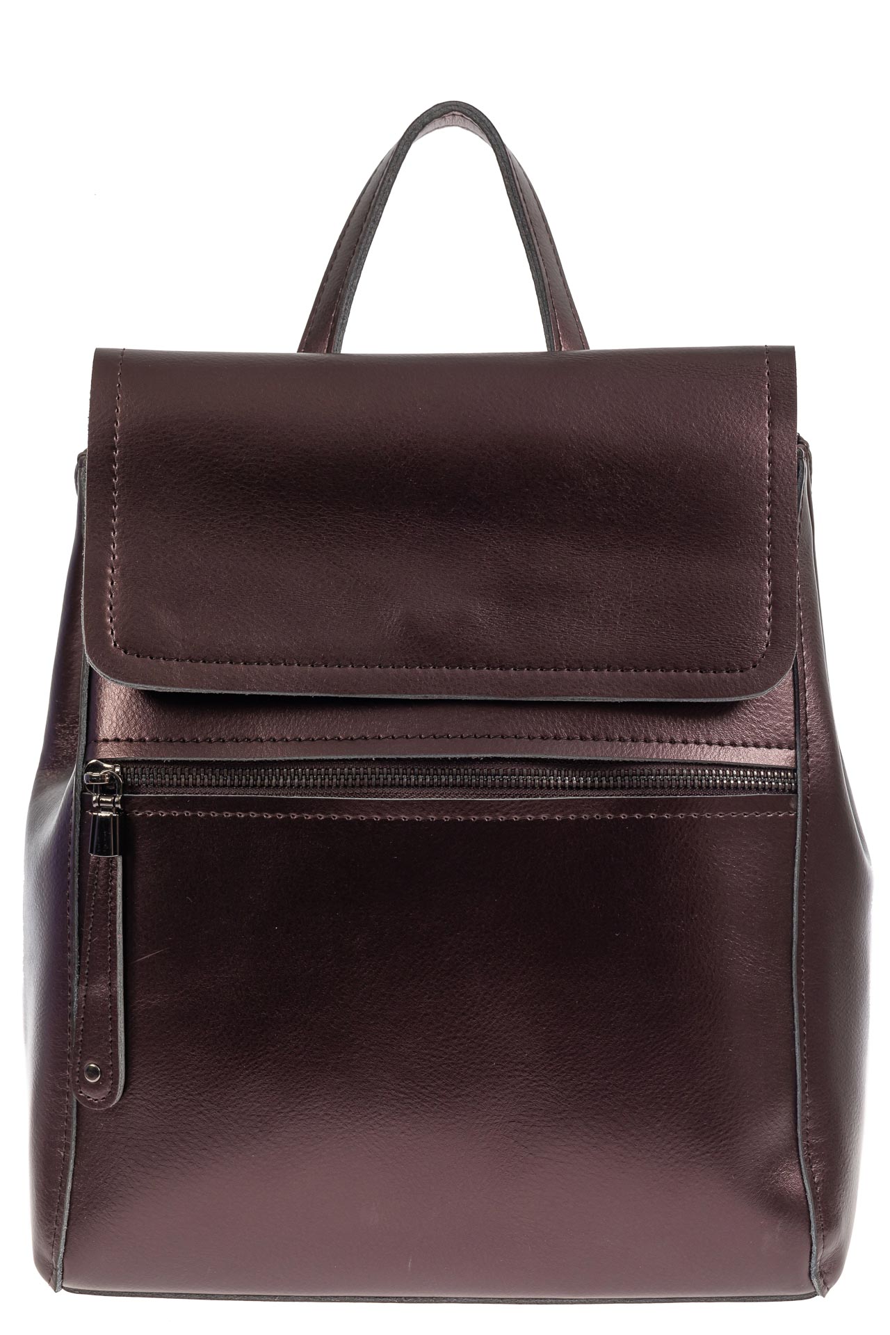 На фото 2 - Кожаный женский рюкзак, цвет бронзовый