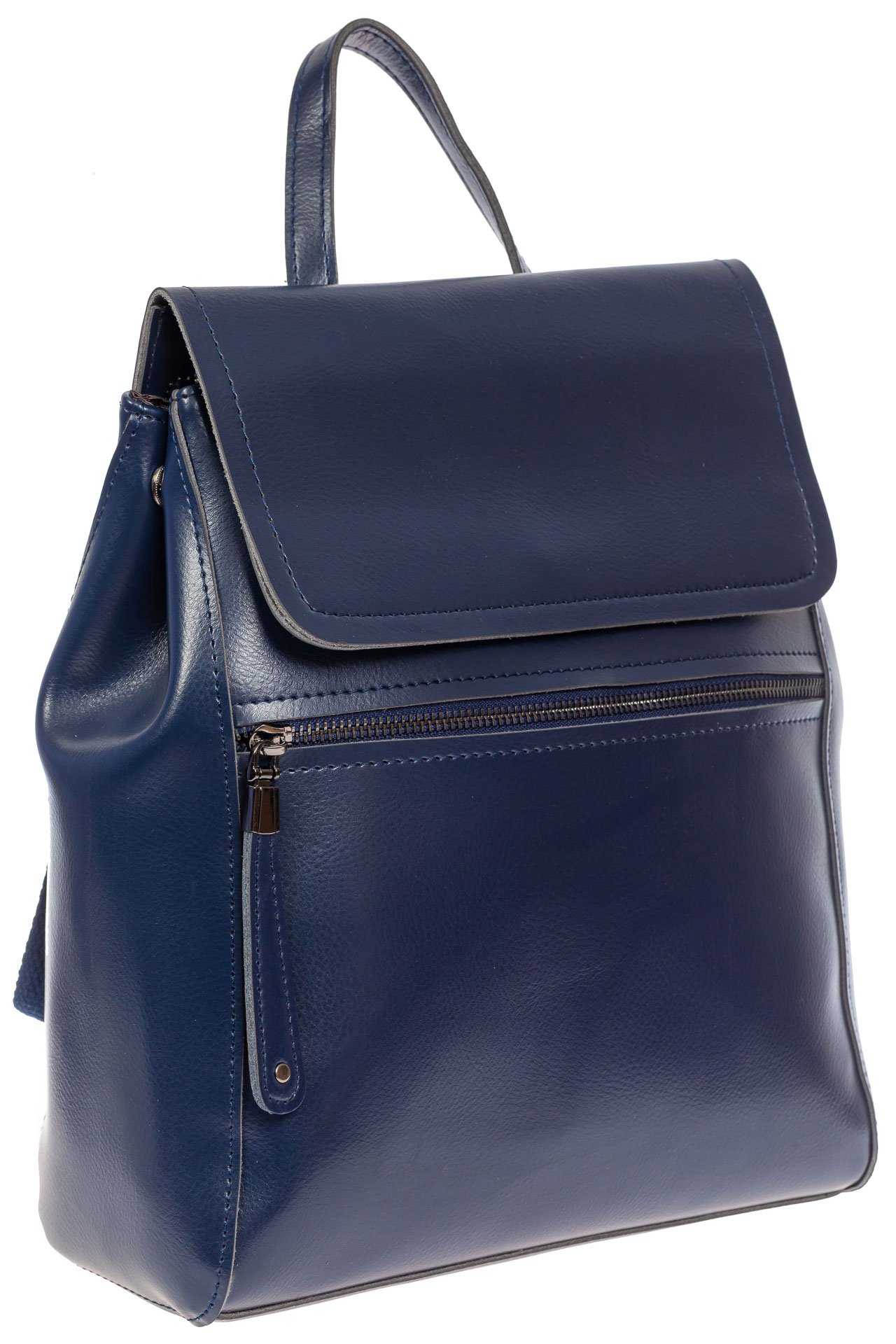 На фото 1 - Кожаный женский рюкзак, цвет тёмно-синий