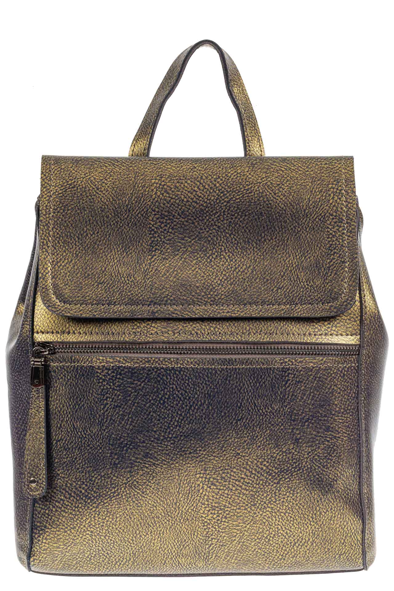 На фото 2 - Кожаный женский рюкзак, цвет золотой