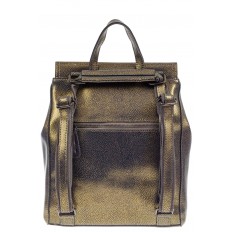 На фото 3 - Кожаный женский рюкзак, цвет золотой