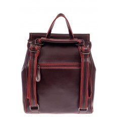 На фото 3 - Кожаный женский рюкзак, цвет бордовый