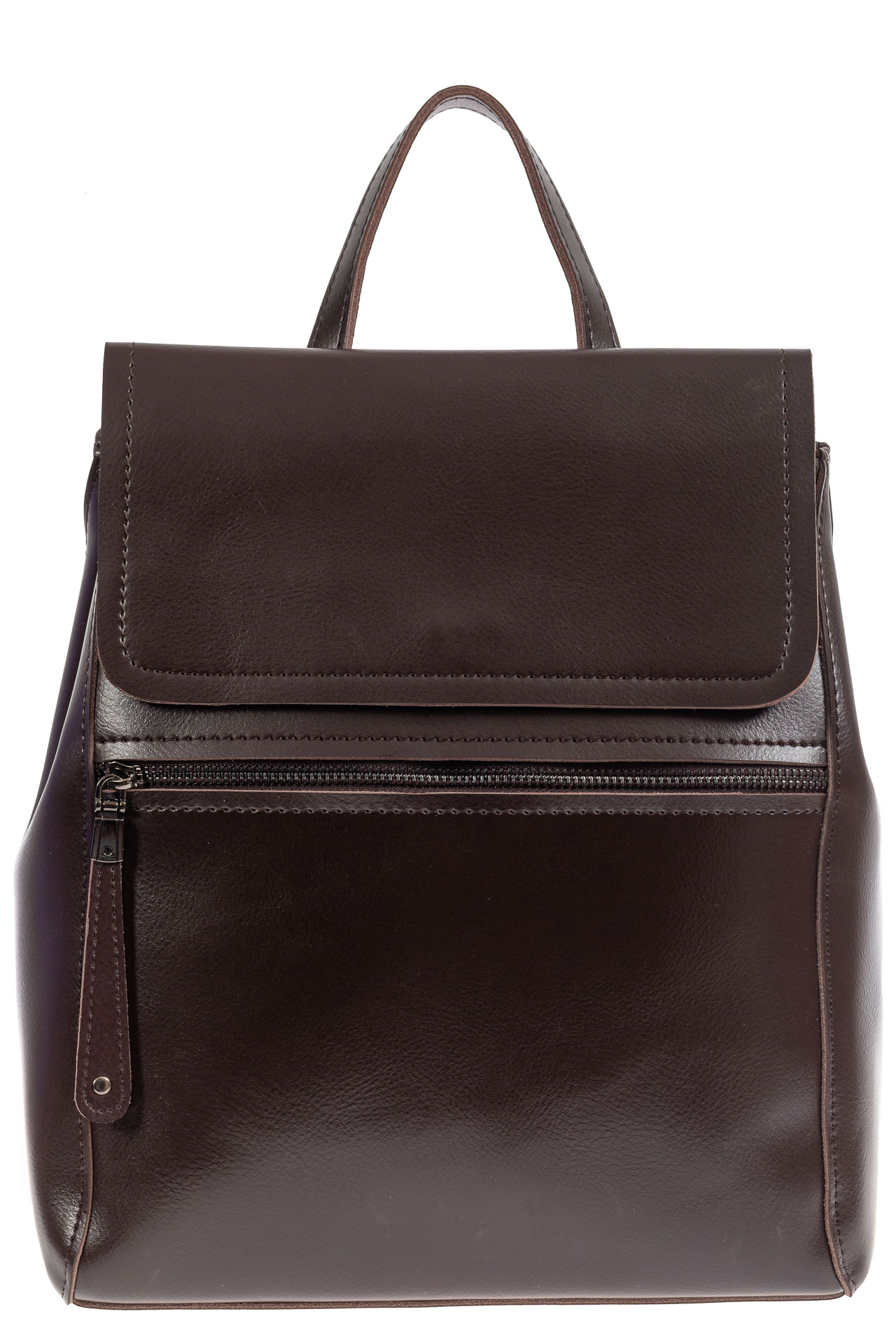 На фото 2 - Кожаный женский рюкзак, цвет шоколад