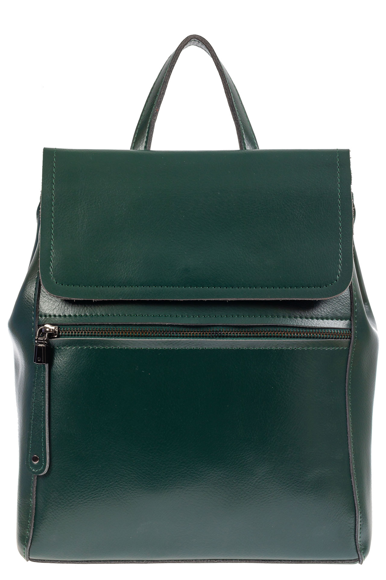 На фото 2 - Кожаный женский рюкзак, цвет зелёный
