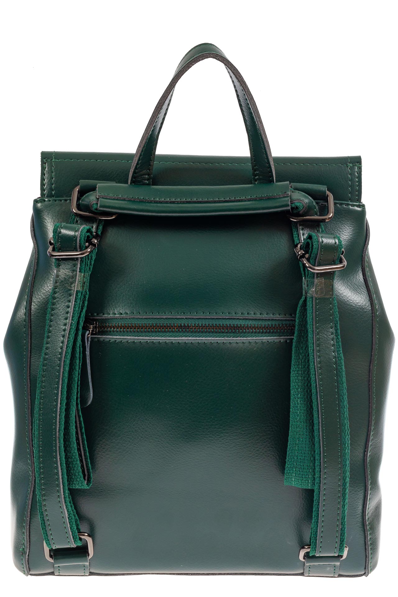 На фото 3 - Кожаный женский рюкзак, цвет зелёный