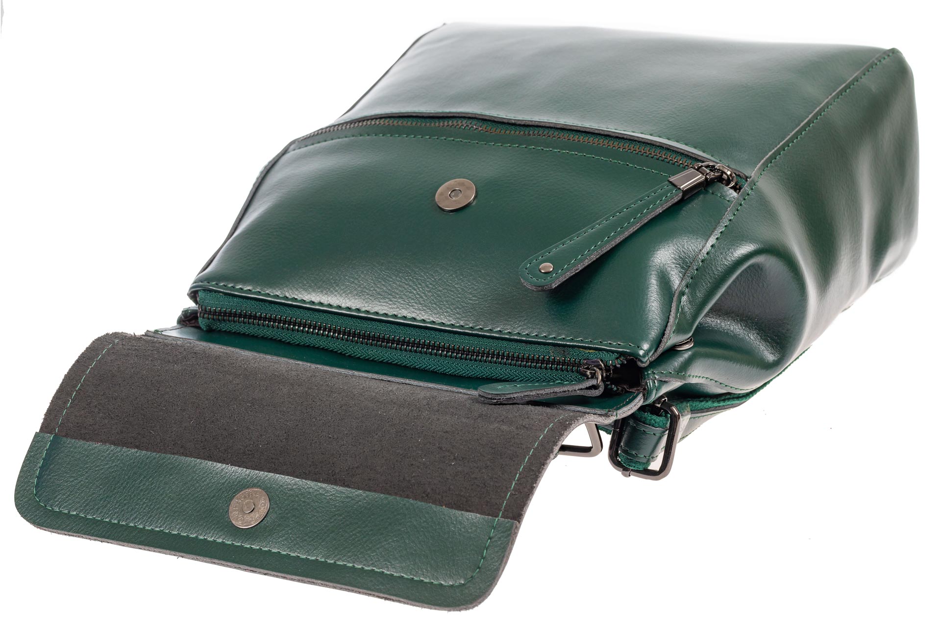 На фото 4 - Кожаный женский рюкзак, цвет зелёный