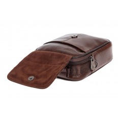 На фото 4 - Поясная мужская сумка из кожи, цвет коричневый