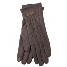 На фото 1 - Велюровые демисезонные перчатки, цвет коричневый