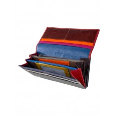 На фото 2 - Женское портмоне из натуральной кожи, цвет красный с тёмно-синим