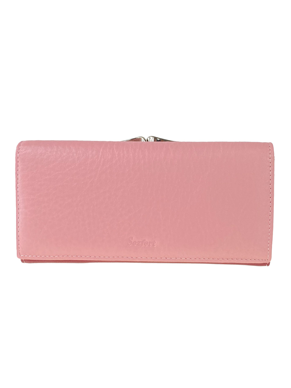 На фото 1 - Женское портмоне из натуральной кожи, цвет розовый с бордовым