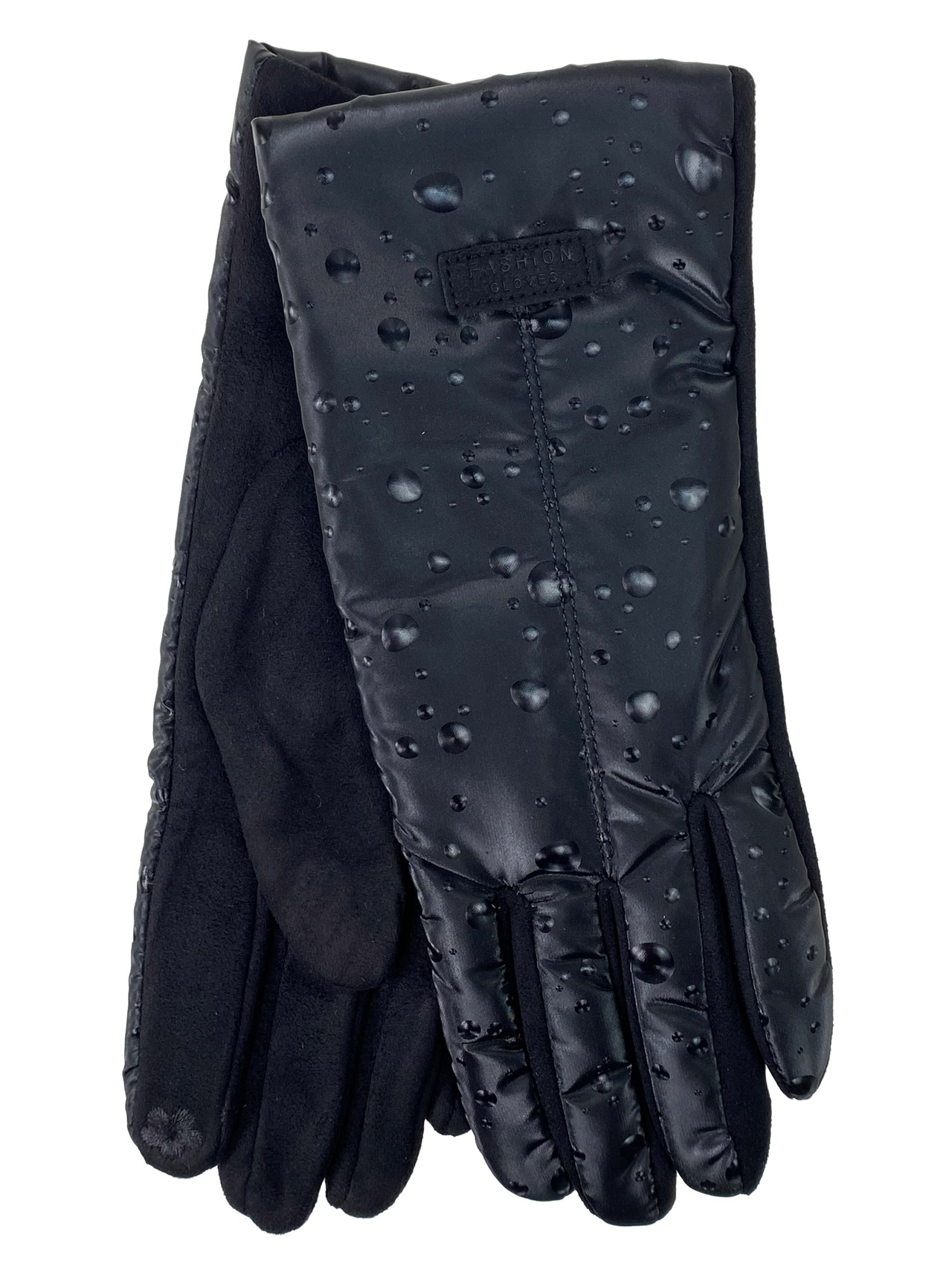 На фото 1 - Комбинированные женские перчатки, цвет черный