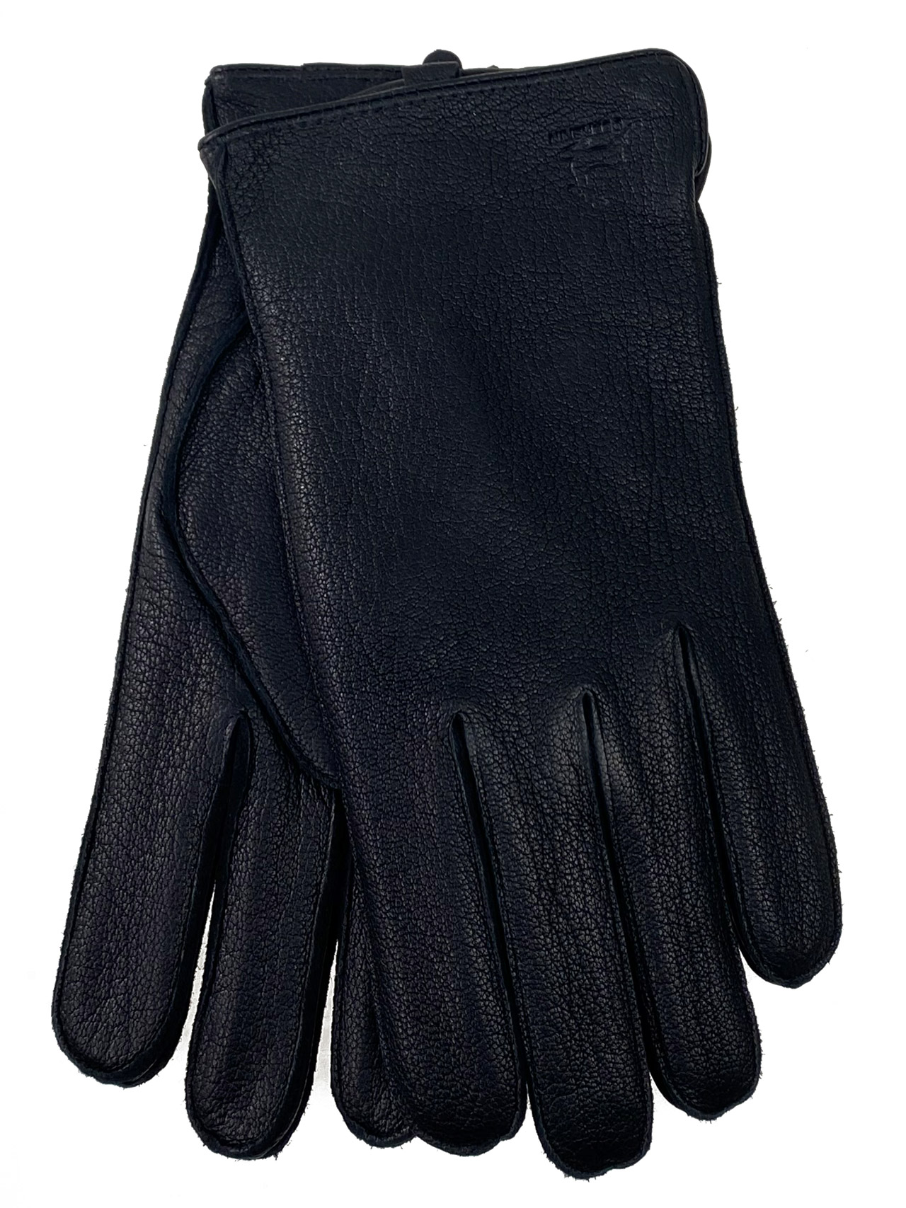 На фото 1 - Мужские перчатки из натуральной кожи оленя, цвет чёрный