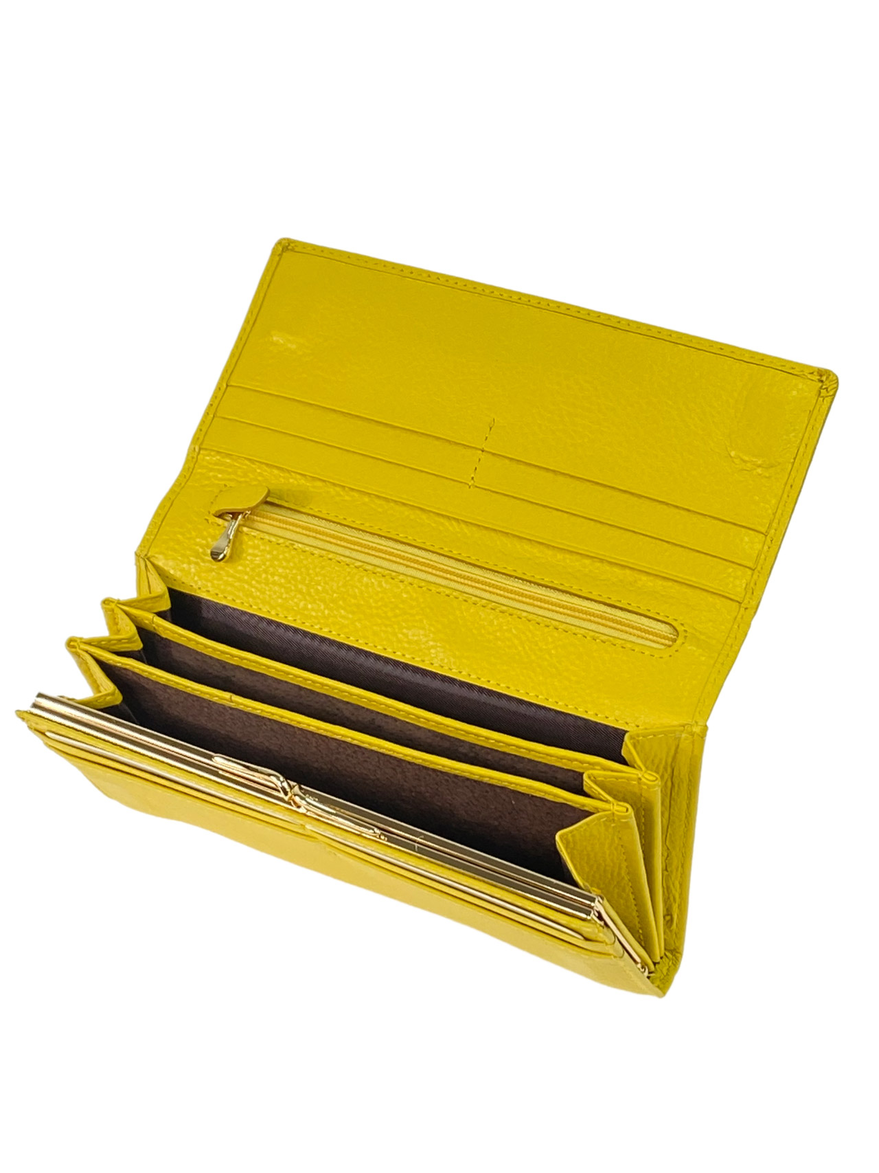 На фото 2 - Женское портмоне из натуральной кожи, цвет желтый