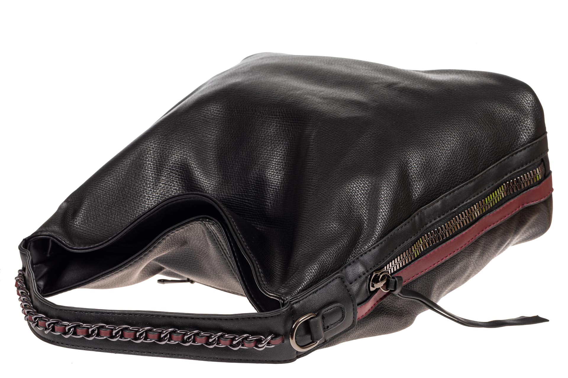 На фото 4 - Большая сумка шоппер из искусственной кожи, цвет черный