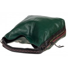 На фото 4 - Большая сумка шоппер из искусственной кожи, цвет зеленый