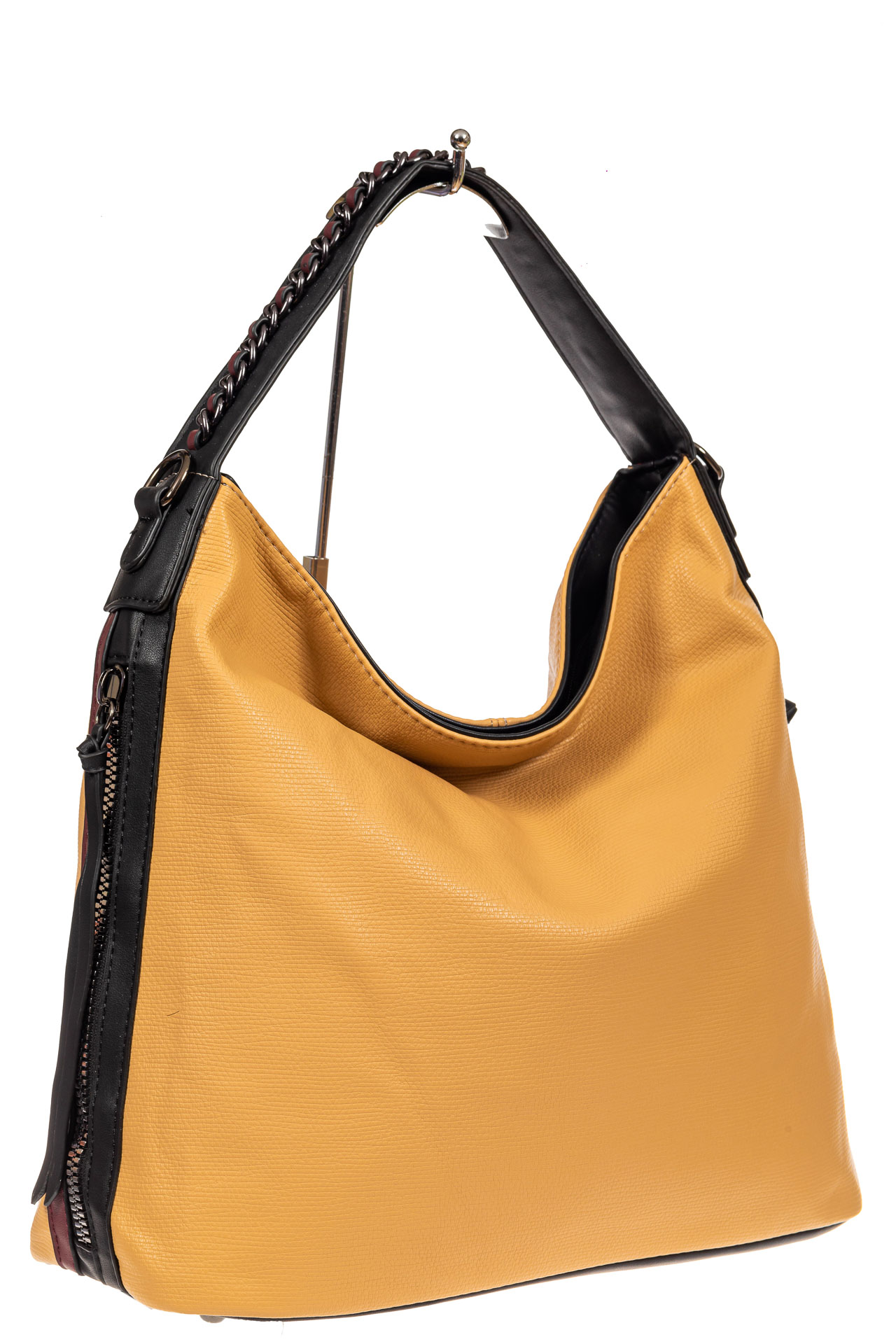На фото 1 - Большая сумка шоппер из искусственной кожи, цвет желто-коричневый
