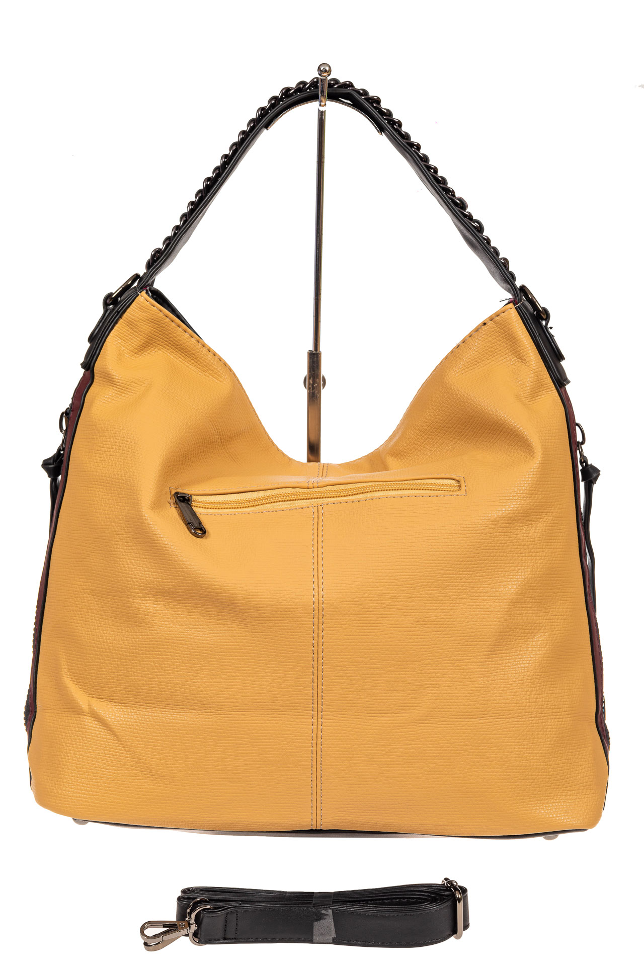 На фото 3 - Большая сумка шоппер из искусственной кожи, цвет желто-коричневый