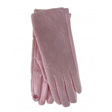 На фото 1 - Элегантные демисезонные перчатки из велюра, цвет розовый