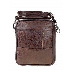 На фото 3 - Кожаная мужская сумка на пояс, коричневый цвет