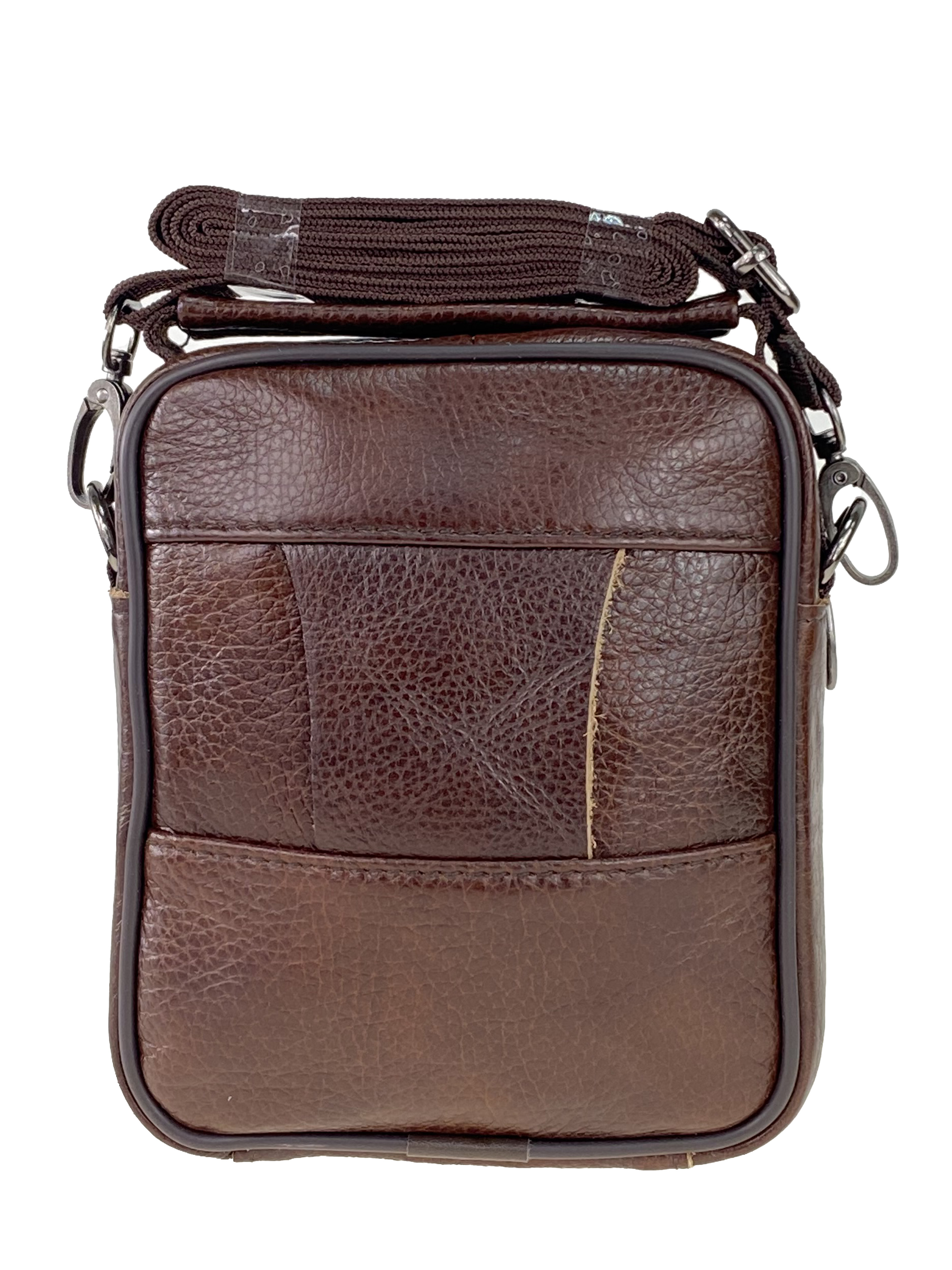 На фото 3 - Кожаная мужская сумка на пояс, коричневый цвет