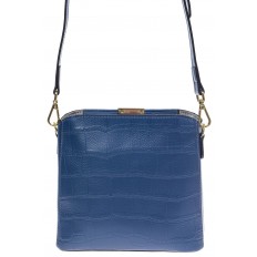 На фото 3 - Женская сумка кросс-боди из натуральной кожи с фактурой рептилии, цвет синий