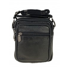 На фото 2 - Кожаная мужская сумка на пояс, цвет чёрный