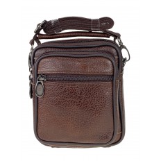 На фото 2 - Кожаная мужская сумка на пояс, цвет коричневый