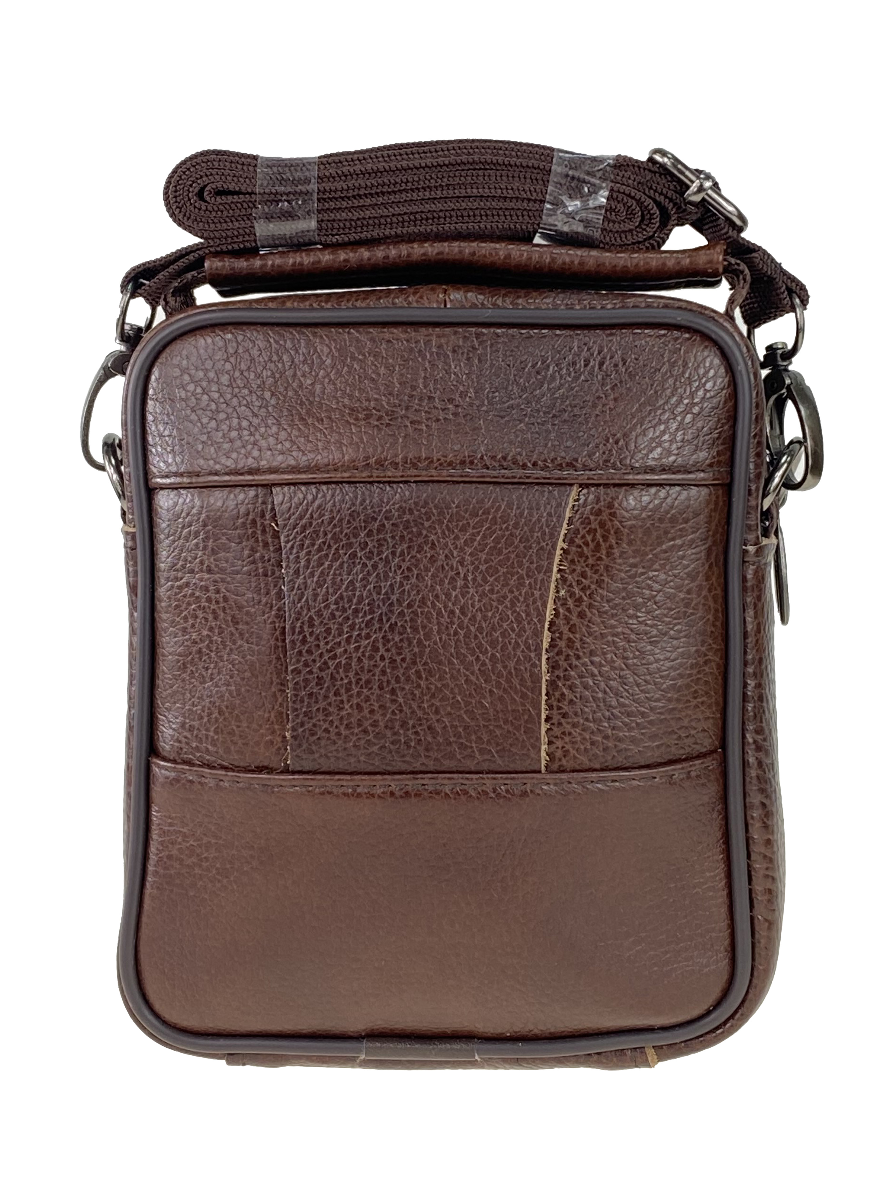 На фото 3 - Кожаная мужская сумка на пояс, цвет коричневый