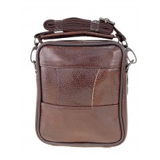 На фото 3 - Мужская сумка на пояс из фактурной натуральной кожи, цвет коричневый