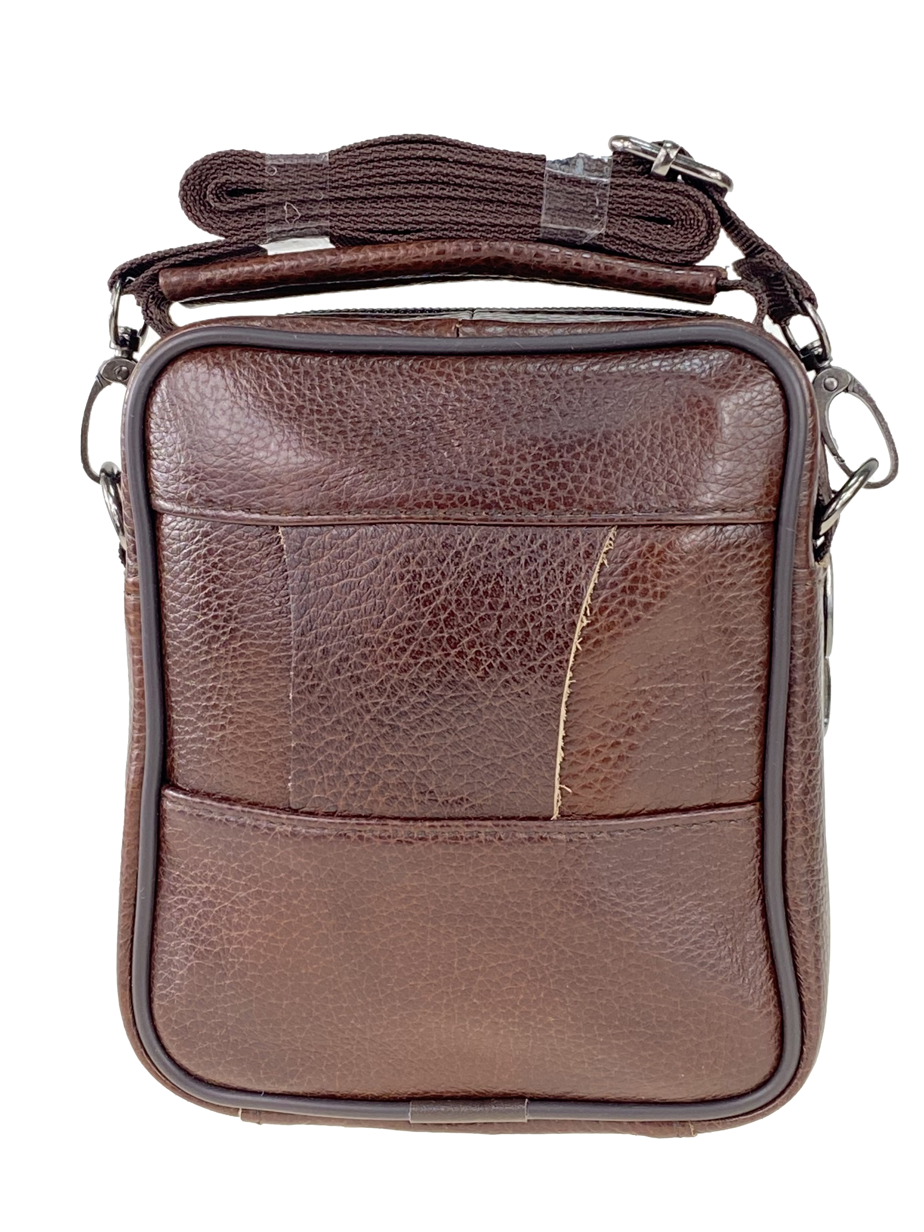 На фото 3 - Мужская сумка на пояс из фактурной натуральной кожи, цвет коричневый