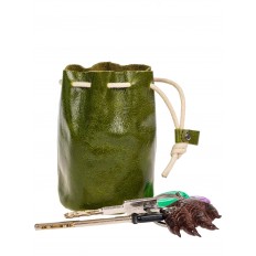 На фото 2 - Женский кошелек-мешок из натуральной кожи, зеленый
