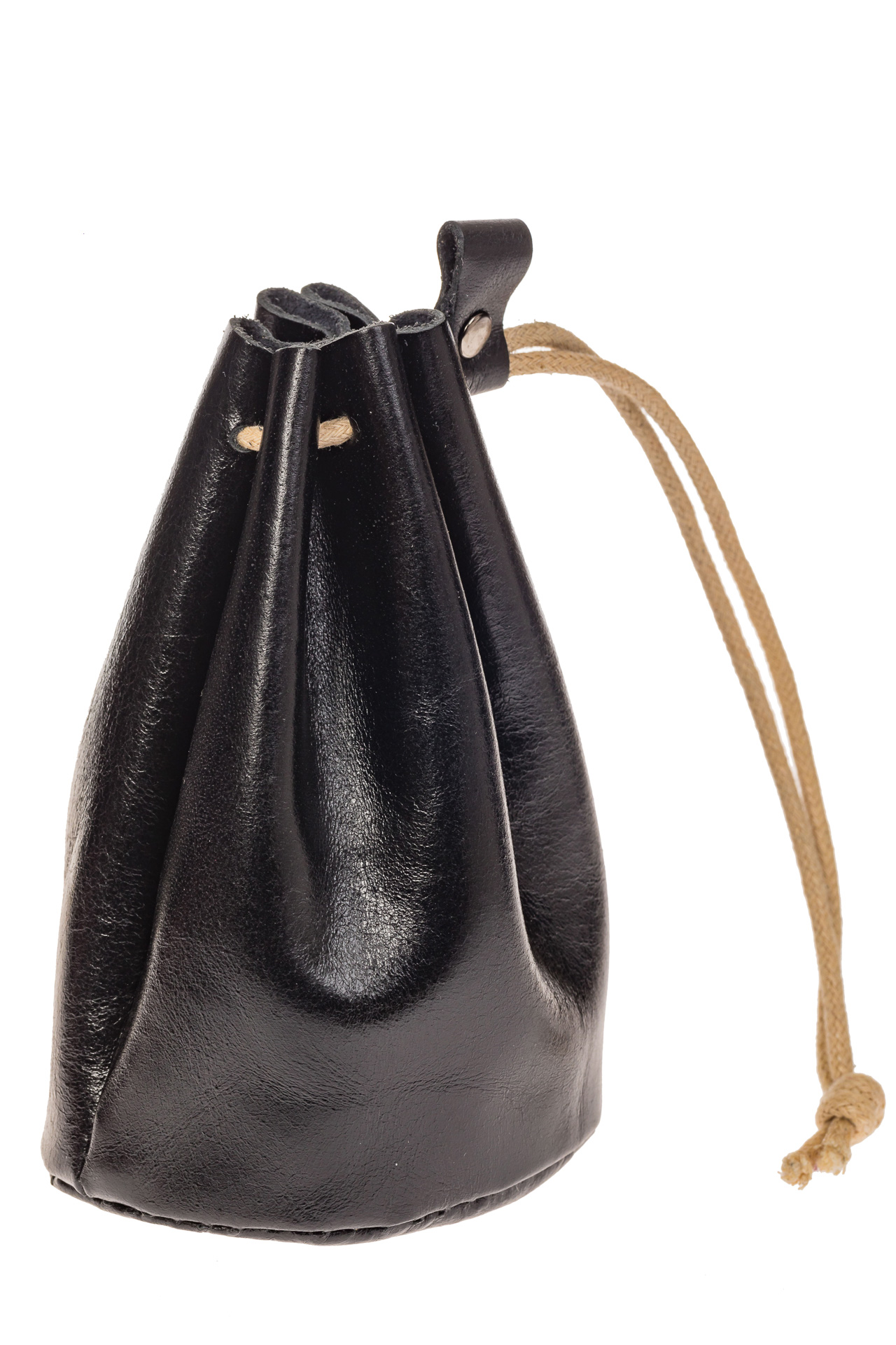 На фото 2 - Женский кошелек-мешок из кожи, черный